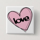 Roze hart (liefde) vierkante button 5,1 cm (Voorkant)