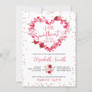Roze hart Lieverd Baby shower Uitnodiging