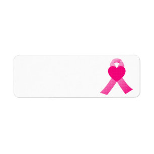 Roze Hart Lint Borstkanker Awareness Etiket