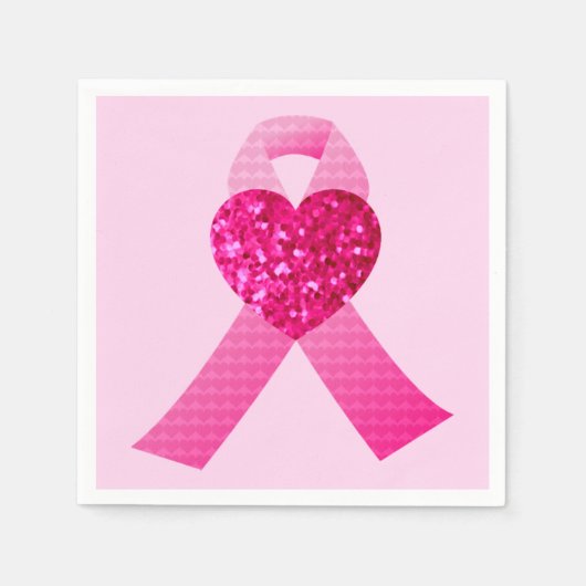Roze Hart Lint Borstkanker Awareness Servetten (Voorkant)