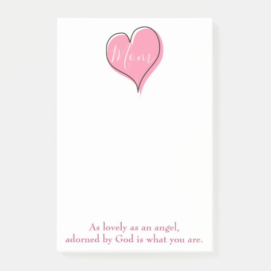 roze hart Mam Post-it® Notes (Voorkant)