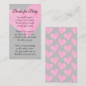 Roze Hart Meisje Baby shower Informatiekaartje (Voorkant / Achterkant)
