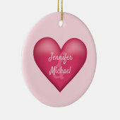 Roze hart met aangepaste couponnamen keramisch ornament (Rechts)