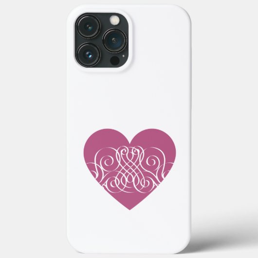 Roze hart met Filigree Girly Phone Case (Achterkant)