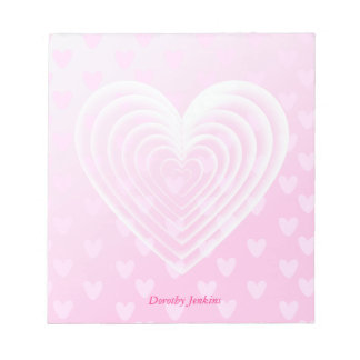  roze hart met roze achtergrond notitieblok
