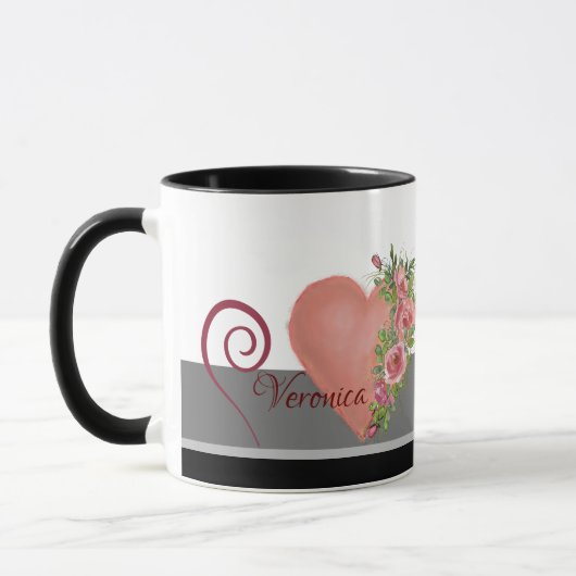 Roze Hart met Rozen Magic Mok (Links)