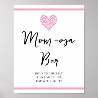 Roze Hart Moeder-osa-bar Baby Shower Poster