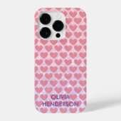Roze Hart monogram glitter sparkle aangepaste naam iPhone Hoesje (Achterkant)