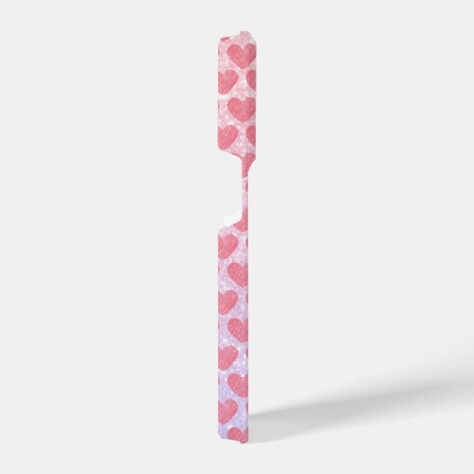 Roze Hart monogram glitter sparkle aangepaste naam iPhone Hoesje (Rechterkant)