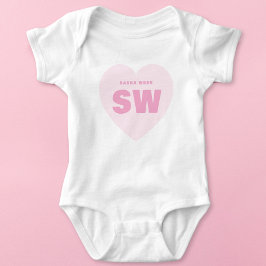 Roze Hart Monogram Wit Pasgeboren Outfit Op Maat Romper