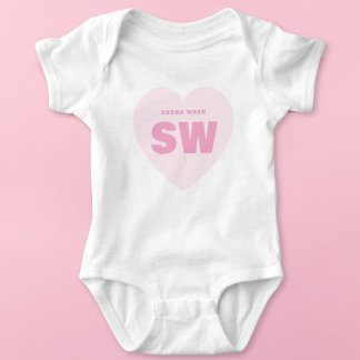 Roze Hart Monogram Wit Pasgeboren Outfit Op Maat Romper