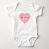 Roze Hart Naam Initiaal Monogram Romper (Voorkant)