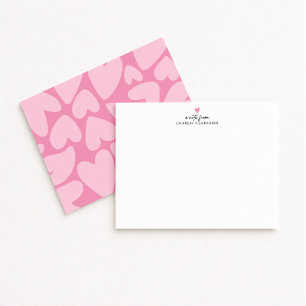 Roze Hart Notitiekaart met Vette Letters Kaart