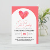 Roze hart Oh Baby shower Kaart (Staand voorkant)