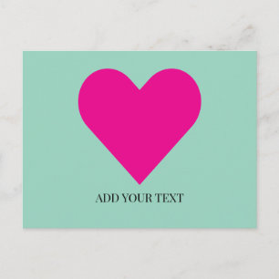 Roze Hart op Maat Gemaakte Postkaart Feestdagenkaart