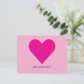 Roze Hart op Maat Gemaakte Postkaart Feestdagenkaart (Staand voorkant)