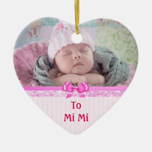 Roze Hart Ornamental Keepsakes voor MiMi Keramisch Ornament