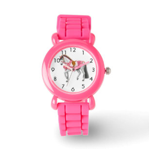 Roze Hart Paard  Meisjes Horloge