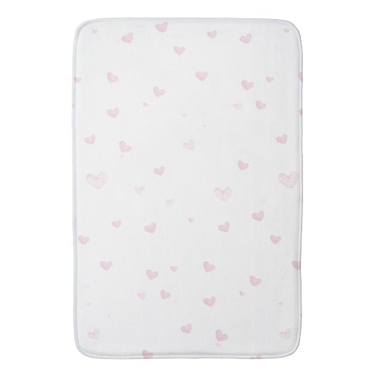 Roze Hart Patroon Girly Romantische Waterverf Badmat (Voorkant Verticaal)