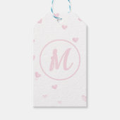 Roze Hart Patroon Meisje Romantisch Monogrammed Cadeaulabel (Voorkant)