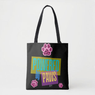 Roze Hart Pootafdruk "Powered by Paws" Ontwerp Draagtas