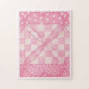 ROZE HART QUILT 11x14 Puzzel / Roze