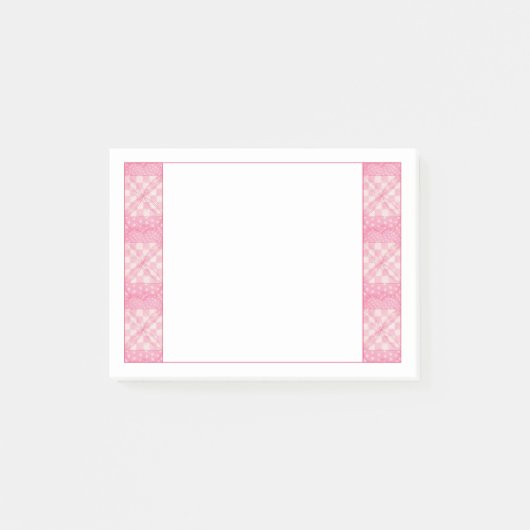 ROZE HART QUILT 4x3 Post Het Notitieblok Post-it® Notes (Voorkant)