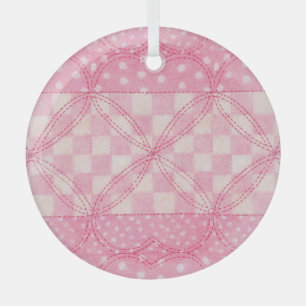 ROZE HART QUILT Glass Circle Ornament