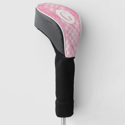 ROZE HART QUILT Golf Driver Hoesje + Initiaal Golfheadcover (Schuin)