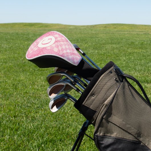 ROZE HART QUILT Golf Driver Hoesje + Initiaal Golfheadcover (Insitu)