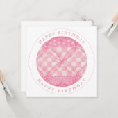 ROZE HART QUILT "Happy Birthday" Flat Kaart (Voorkant / Achterkant in situ)