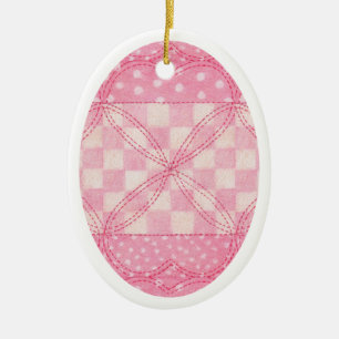 ROZE HART QUILT Keramisch Ovaal Ornament