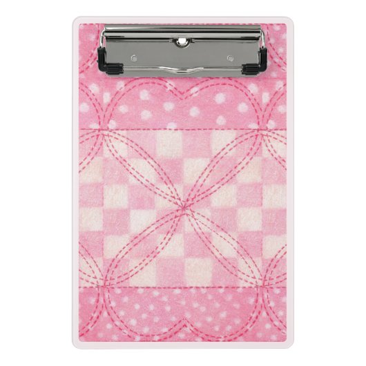 ROZE HART QUILT Mini Klembord / Roze (Voorkant)