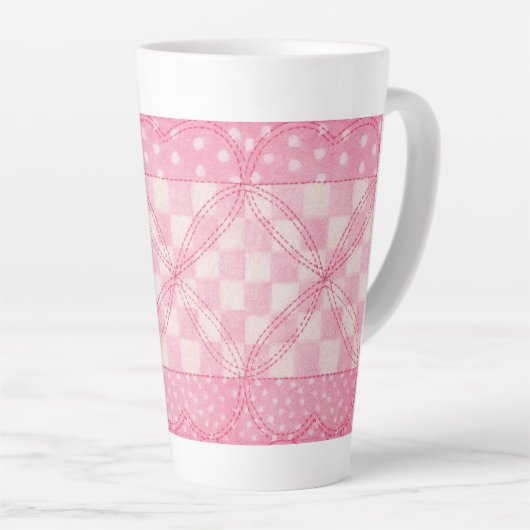 ROZE HART QUILT Tall Latte Mok (Rechterhoek)