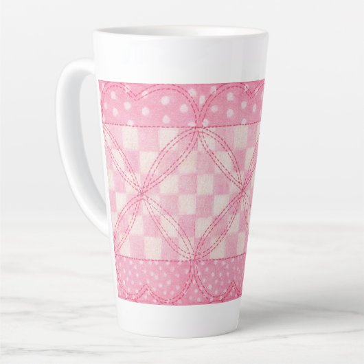ROZE HART QUILT Tall Latte Mok (Linkerhoek)