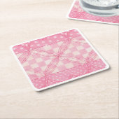 ROZE HART QUILT Vierkant Papier Onderzetters (Schuin)