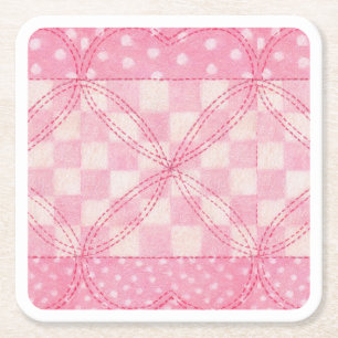 ROZE HART QUILT Vierkant Papier Onderzetters