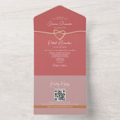 Roze Hart Romantische bruiloft All In One Uitnodiging (Binnen)