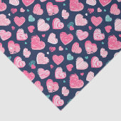 Roze Hart Romantische Liefdespatroon Valentijnsdag Tissuepapier (Detail)