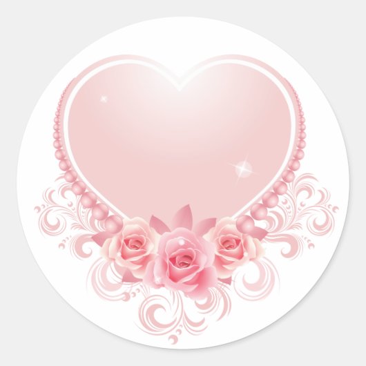 Roze hart ronde sticker (Voorkant)