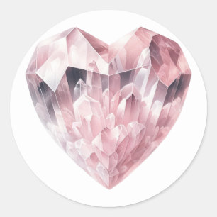 Roze Hart Roos Quartz Liefde Crystal Party Ronde Sticker