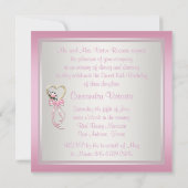 Roze Hart Rozen Roze Witte Quinceanera Uitnodiging (Achterkant)