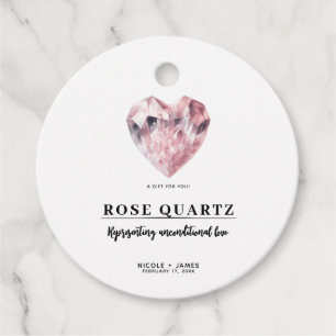 Roze Hart Rozenkwarts Liefdeskristal Bruiloft Bedankjes Labels