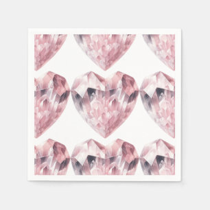 Roze Hart Rozenkwarts Liefdeskristal Feest Servet