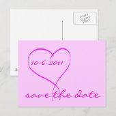 Roze hart save the date kaart (Voorkant / Achterkant)
