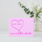 Roze hart save the date kaart (Staand voorkant)