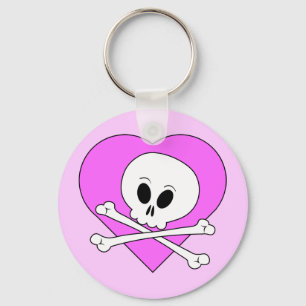 Roze Hart Schedel Sleutelhanger