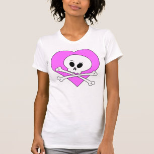 Roze Hart Schedel T-shirt