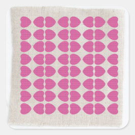 ROZE HART STOF PATROON VIERKANTE STICKER