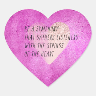 Roze Hart Strings Gedicht Sticker